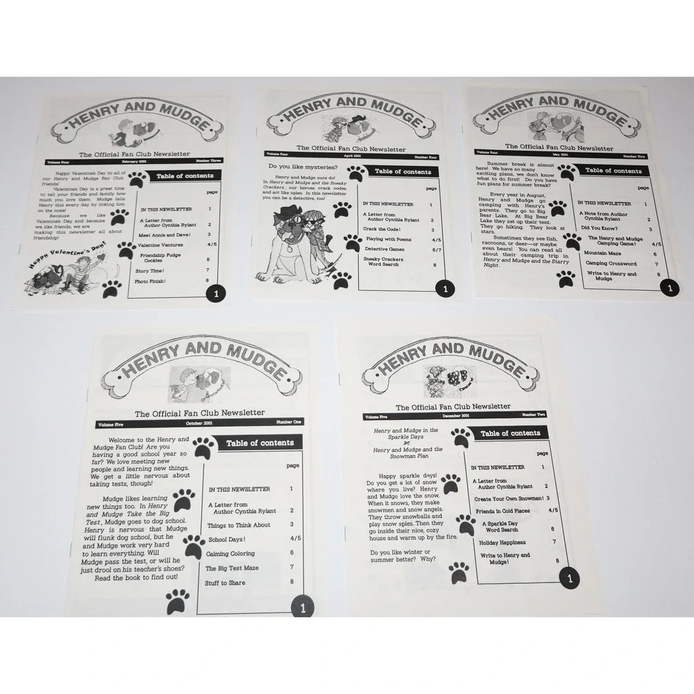 Henry and Mudge Classroom Fan Club Newsletter Activity Lot Vintage